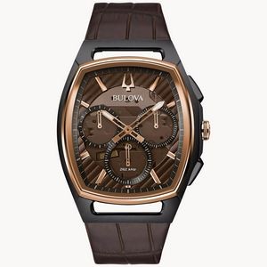 Bulova CURV Collection Men's Brown Tonneau Watch w/Leather Strap