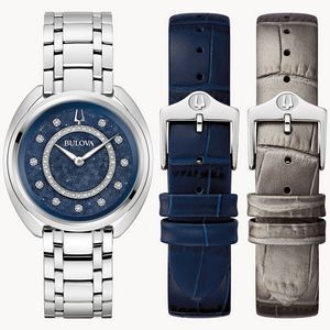Bulova Classic Collection Women's Silver Duality Watch w/Diamonds & Interchangeable Straps