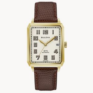 Joseph Bulova Collection Men's Gold Automatic Breton Watch w/Rectangle Beige Dial