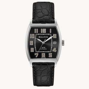 Joseph Bulova Collection Men's Silver Automatic Banker Watch w/Tonneau Black Dial