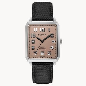 Joseph Bulova Collection Men's Silver Automatic Breton Watch w/Rectangle Blush Pink Dial