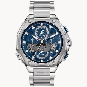 Bulova Series X Collection Men's Silver Watch w/Round Blue Dial