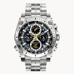 Bulova Icon Collection Men's Silver Precisionist Watch w/Yellow Accents