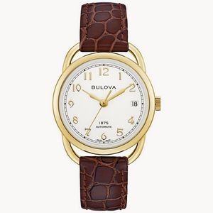 Joseph Bulova Collection Women's Gold Automatic Commodore Watch w/Brown Alligator Strap