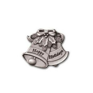 Pewter Happy Holidays Bells Lapel Pin