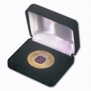 Black Velvet Hinged Coin Presentation Box for 2