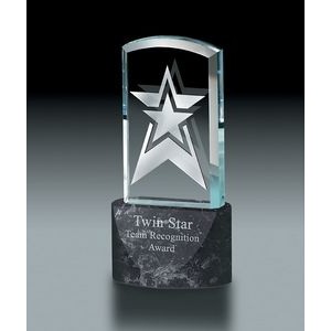 Fine Lead Crystal Twin Star Award w/ Marble Base
