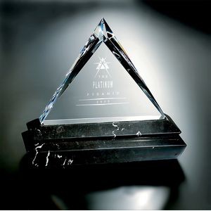 Fine Lead Crystal Platinum Award w/ Marble Base