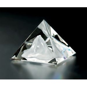 Hand Blown Crystal Mountain Pyramid Figurine