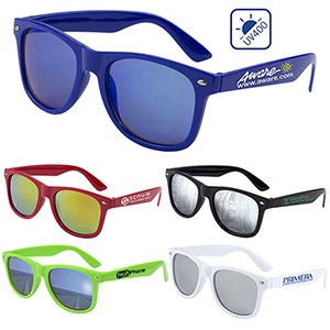 "Clairemont" Colored Mirror Tint Lens Sunglasses w/High Gloss Frame (Overseas)