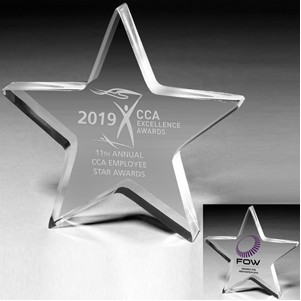 Laser Engraved Acrylic Star Paperweight (5"x 5"x 1")