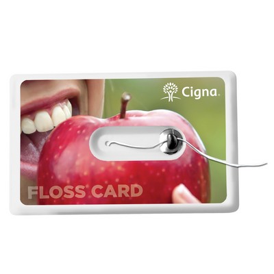 "Happy Checkup" 44 Yard Credit Card Size Dental Floss Dispenser w/Mirror & Pouch