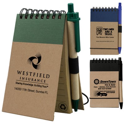 "Arcata" Eco Inspired Jotter Notepad Notebook with Matching Color Eco Inspired Paper Pen