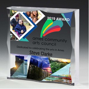 Scalloped Edge Square Acrylic Paperweight Award w/4-Color Process (4"x 4"x 3/4")