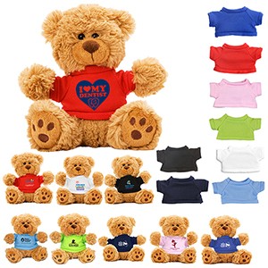 "Ted T. Bear" 6" Plush Teddy Bear w/Choice of T-Shirt Color (Overseas)