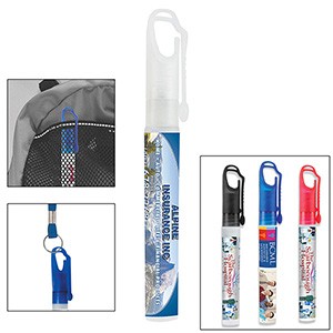 "SprayClip" 10 ml. Antibacterial Hand Sanitizer Spray Pump Bottle with Carabiner Clip Cap(PhotoImage