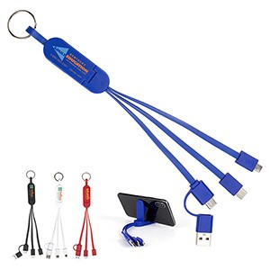 "Escalante" 3-in-1 Cell Phone Charging Cable w/Type C Adapter & Keyring