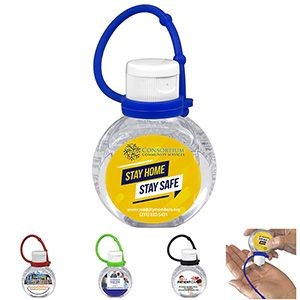 "Santiago" 1 oz.Hand Sanitizer Antibacterial Gel with Adjustable Silicone Carry Strap - Full Color