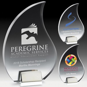 Screen Printed Flame Acrylic Award w/Chrome Base (5 1/2
