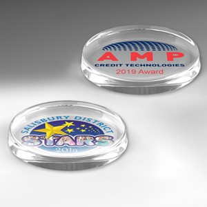 The President Oval Glass Award Paperweight (Screen Printed)
