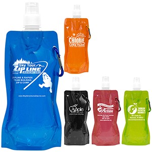 "Roll Up" 18 Oz. Foldable & Reusable Water Bottle w/Matching Carabiner