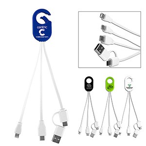 "Weber"3-in-1 Cell Phone Charging Cable with Type C Adapter and Carabiner Type Spring Clip