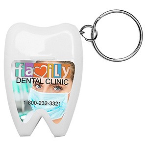 "Happy Teeth" Tooth Shaped Dental Floss Dispenser w/Keyring (Overseas)