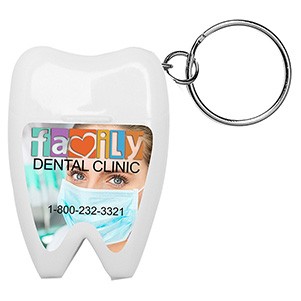 "Happy Teeth" Tooth Shaped Dental Floss Dispenser w/Keyring (Overseas)