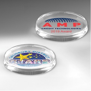 The President Oval Glass Award Paperweight (4-Color Process)