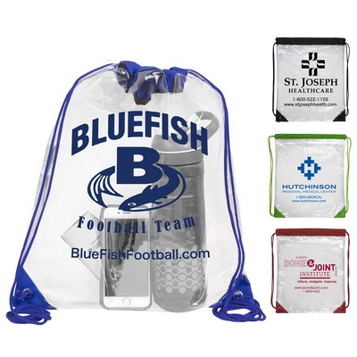 "Everest" Tall Clear Drawstring Cinch Pack Backpack