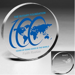 Laser Engraved Acrylic Circle Paperweight (4"x 3/4")
