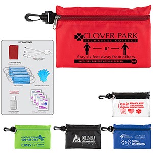 "Jupiter" 12 Piece Safety Kit in Zipper Pouch with Carabiner Attachment