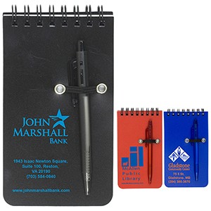 "Monterey" Pocket Sized Spiral Jotter Notepad Notebook w/Pen (Overseas)