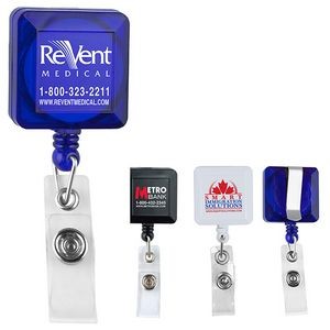 "Kent VL" Square Retractable Badge Reel & Badge Holder w/Metal Slip Clip (Spot Color)
