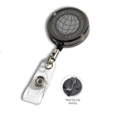 "Dublin Gunmetal LZ" Solid Metal Retractable Badge Reel & Badge Holder w/Laser Imprint