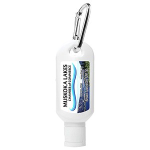 "Sunny Day" 1.0 oz Broad Spectrum SPF 30 Sunscreen Lotion in Solid White Carabiner Tottle