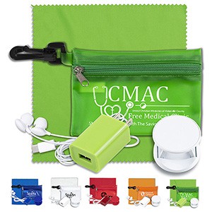 "Tons-o-Tunes" Mobile Tech Auto & Home Accessory Kit in Pouch w/Carabiner