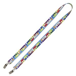 "OWEN" 3/4" Import Air Ship Width Dual Attachment SuperSoft Polyester MultiColor Sublimation Lanyard