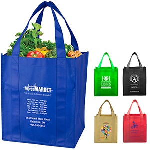 13" W x 15" H -"SUPER MEGA" Grocery Shopping Tote Bag