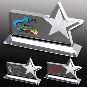 Laser Engraved Horizontal Star Award (9