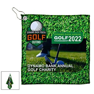 The "Full Color Wedge" Golf Towel" 12" x 12" 300GSM Thickness Full Color Sublimation Microfiber Golf
