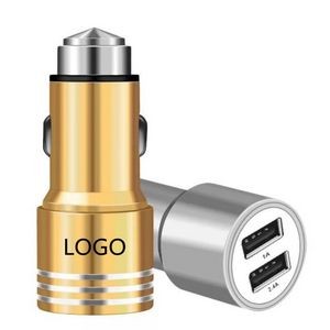 2-Port Smart USB Car Charger with Emergency Safety Hammer
