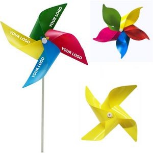Toy Windmill 4 Leaves 4 Colors Pinwheel w/ Plastic Stick