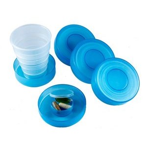 Plastic Collapsible Travel Cup and Pill Box