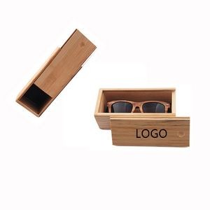 Slide Rail Lid Wooden Bamboo Box For Glasses