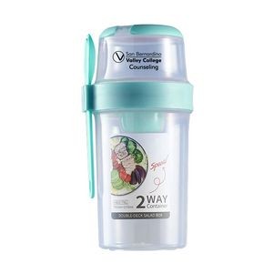 2 Tier Keep Fit Salad Meal Shaker Cup With Fork And Dressing Holder