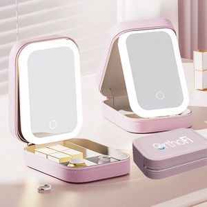 Rechargeable LED Makeup Mirror Cosmetics Storage Box