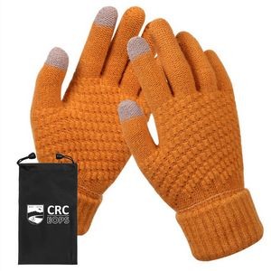 Women's Winter Touch Screen Gloves Warm Fleece Lined Knit Gloves Elastic Cuff Winter Texting Gloves