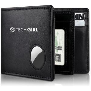 Vegan Leather Air Tag RFID Blocking Wallet- Bifold With ID Window and 12 Cards Holders