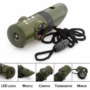 7 in 1 Survival Whistle with LED Light Compass